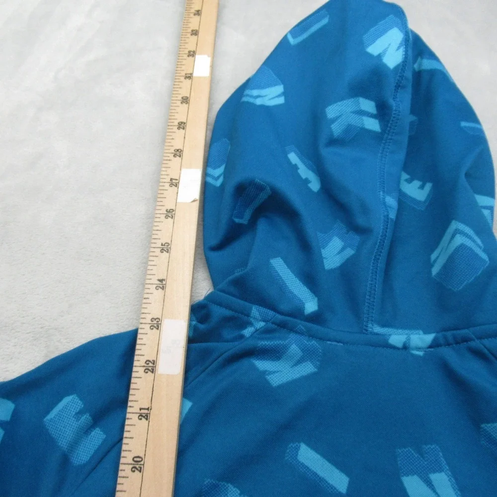 Nike Therma-FIT Hoodie Youth‎ XL Sea Blue Center Swoosh Pullover Sweatshirt AOP